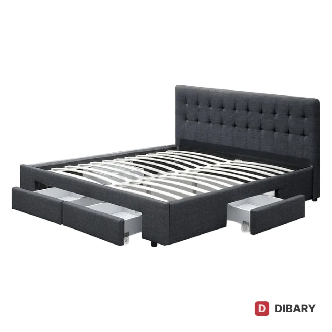 3 Drawer Tufted Queen Bed Frame BD003