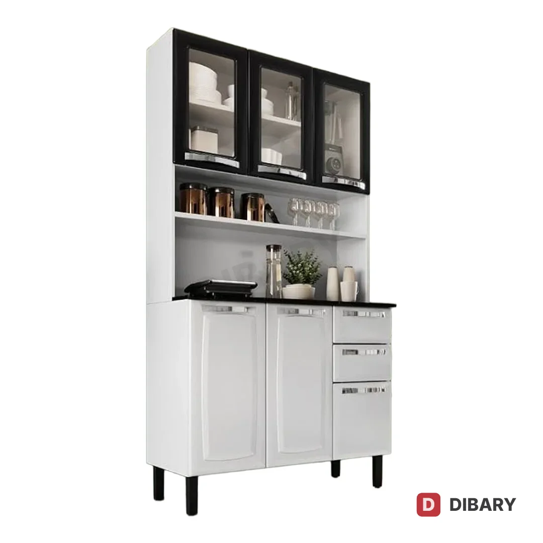 3 Glass Door Kitchen Cabinet