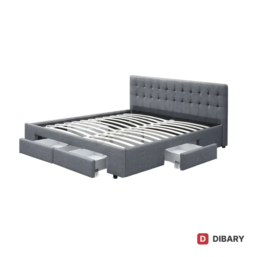 3 Drawer Tufted King Bed Frame BD003